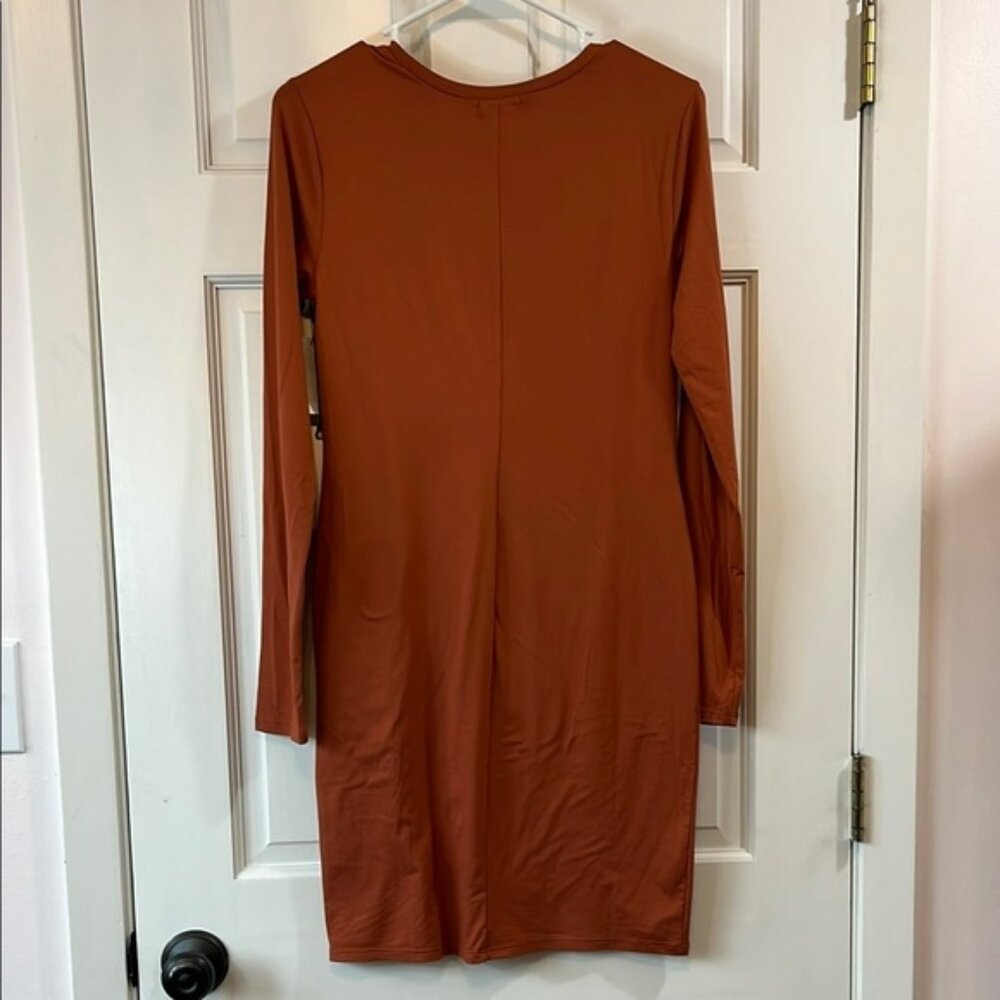 NWT Leith Lightweight Rust Clay Long Sleeve Mini Dress - Size Small - Picture 8 of 10
